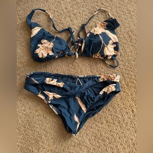 O'Neill Navy and Beige Floral Bikini